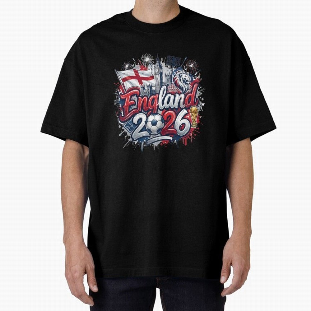 England World Cup 2026 Football Legacy Oversized T-Shirt Turn Up for FIFA World Cup 2026 Group Stage for Fans of CR7 and Netherlands, Bringing Stadium Memories, Football Loyalty, International Chants and Championship Tradition; Perfect for People