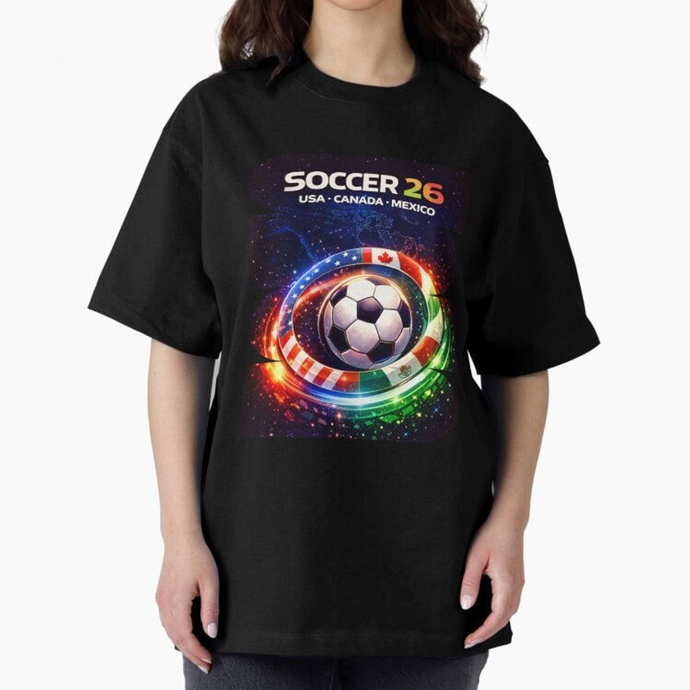 North America Soccer 2026 Shirt, Soccer 26 USA Canada Mexico Fan Tee, United 2026 Soccer Graphic Oversized T-Shirt Celebrate Football Dreams Across FIFA World Cup 2026 Group Stage with Cristiano Ronaldo, Portugal Energy, Supporter Pride, Iconic