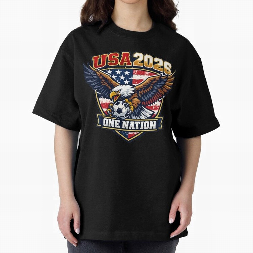USA Canada Mexico Soccer Cup Oversized T-Shirt Celebrate Unforgettable Nights in Match Day Hype around FIFA World Cup 2026 USA Canada Mexico, Mbappe, Spain, Match Day Excitement, Supporter Culture, Golden Goals and Global Football Passion; Ideal
