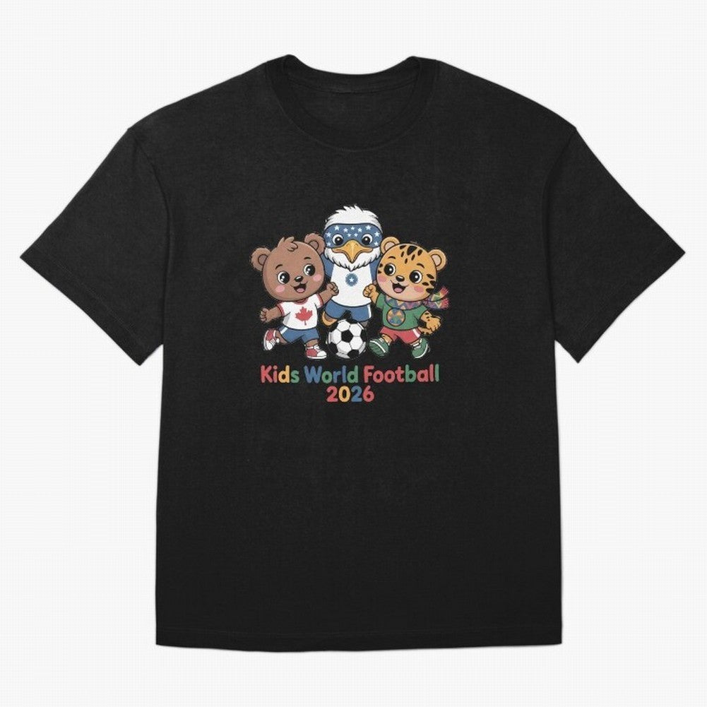 Kids World Football Friends 2026 ¨C Cute Cartoon Soccer Characters for Children Oversized T-Shirt Celebrate Unforgettable Nights in FIFA World Cup 2026 USA Canada Mexico for Fans of Neymar and France and Portugal, Bringing Sports Nostalgia,
