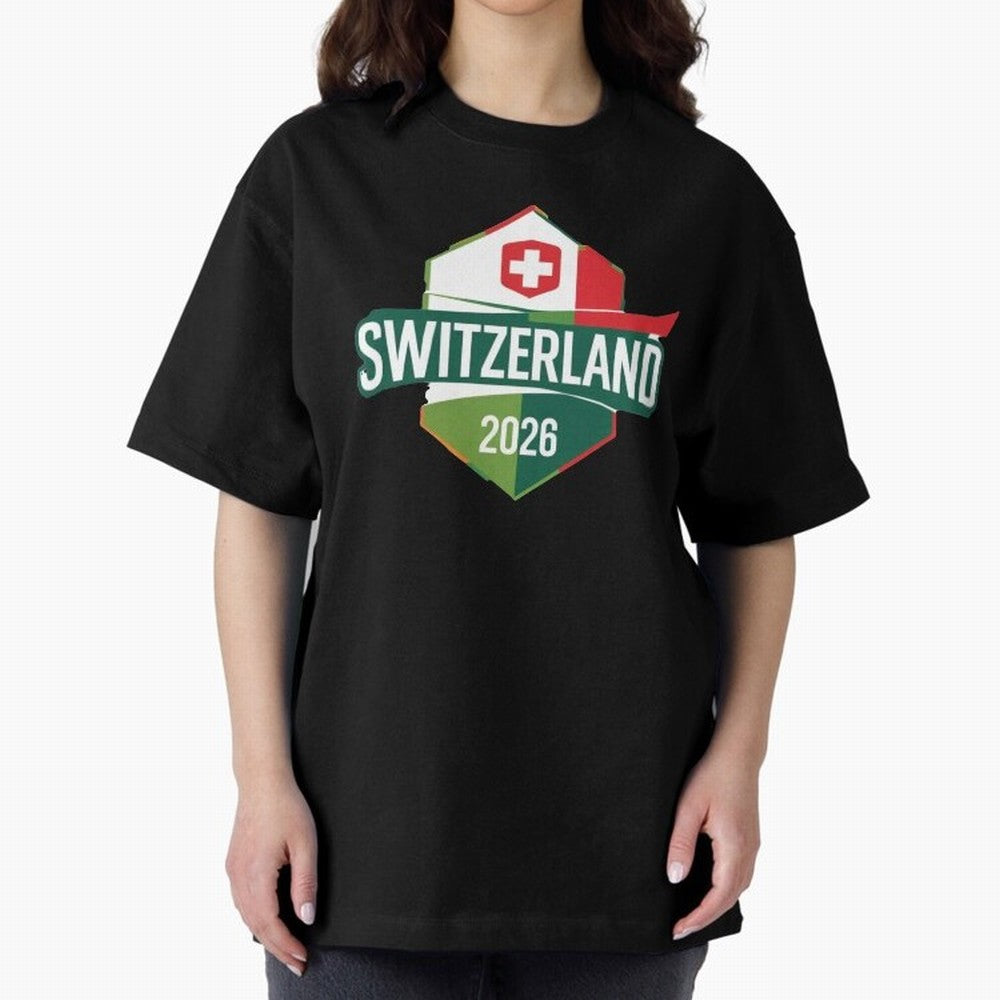 Switzerland WC2026 Oversized T-Shirt Bring Retro Soccer Energy to Global Football Passion for FIFA World Cup 2026 Group Stage, Inspired by Cristiano Ronaldo, Germany, Vintage Soccer Flavor, Modern Football Stars, National Flags and Final Night
