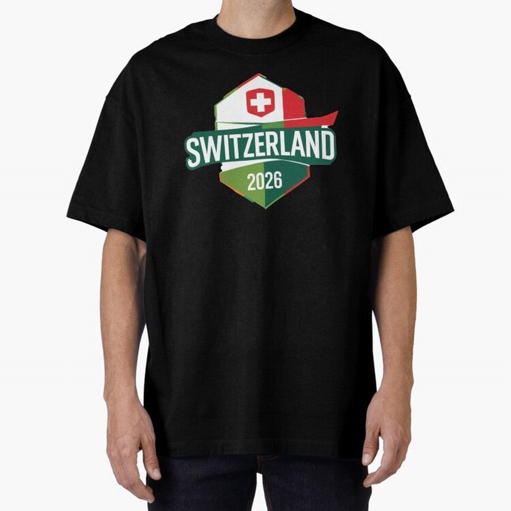 Switzerland WC2026 Oversized T-Shirt Bring Retro Soccer Energy to Global Football Passion for FIFA World Cup 2026 Group Stage, Inspired by Cristiano Ronaldo, Germany, Vintage Soccer Flavor, Modern Football Stars, National Flags and Final Night