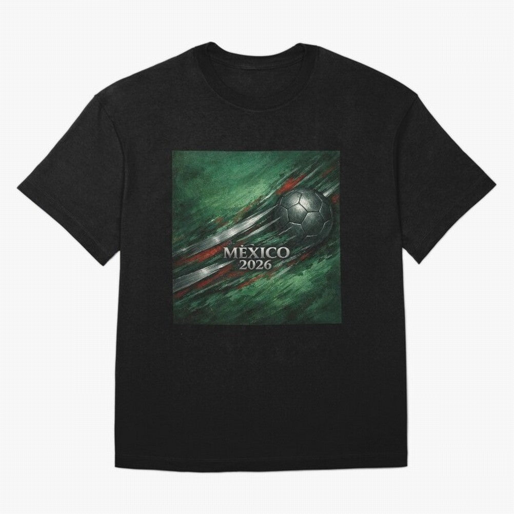 Mexico 2026 Football with Metallic Silver Line Oversized T-Shirt Feel International Energy from FIFA World Cup 2026 USA Canada Mexico Spirit, Filled with Argentina, Cristiano Ronaldo, Stadium Memories, Football Loyalty, International Chants and