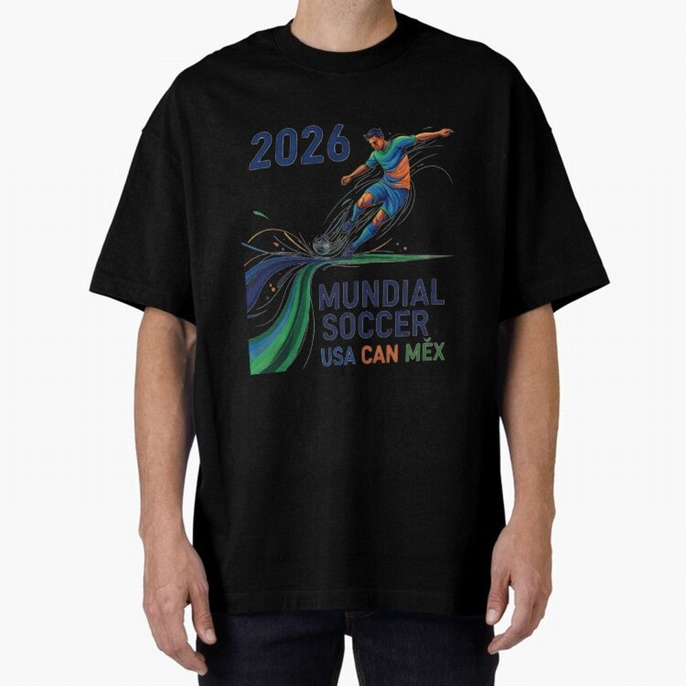 Triangular Goal Art 2026 Oversized T-Shirt Make Game Day About Match Day Hype around FIFA World Cup 2026, Messi, France and Portugal, Football Festival Excitement, Trophy Ambitions, Country Rivalries and Star Player Buzz; Made for Collectors Who