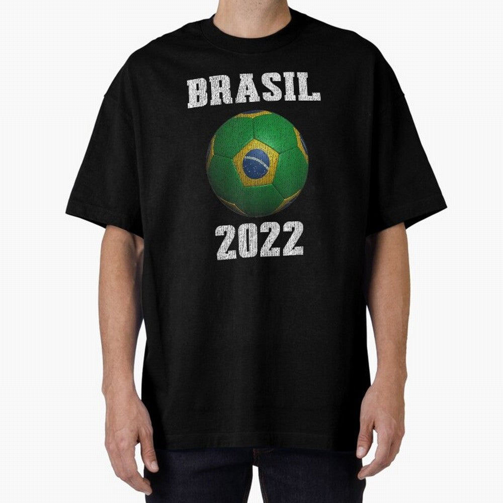 Brasil Flag Soccer Jersey Football Graphic Design T-Shirt Oversized T-Shirt Upgrade FIFA World Cup 2026 for Fans of Messi, CR7 and Mbappe and Spain, Bringing Retro Football Energy, Iconic Rivalries, Trophy Chase Drama and Stadium Atmosphere; Great