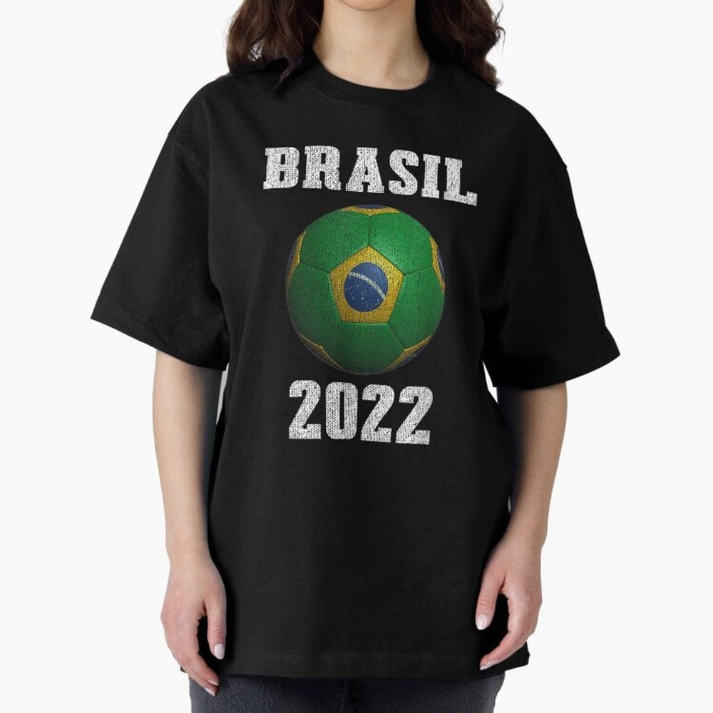 Brasil Flag Soccer Jersey Football Graphic Design T-Shirt Oversized T-Shirt Upgrade FIFA World Cup 2026 for Fans of Messi, CR7 and Mbappe and Spain, Bringing Retro Football Energy, Iconic Rivalries, Trophy Chase Drama and Stadium Atmosphere; Great