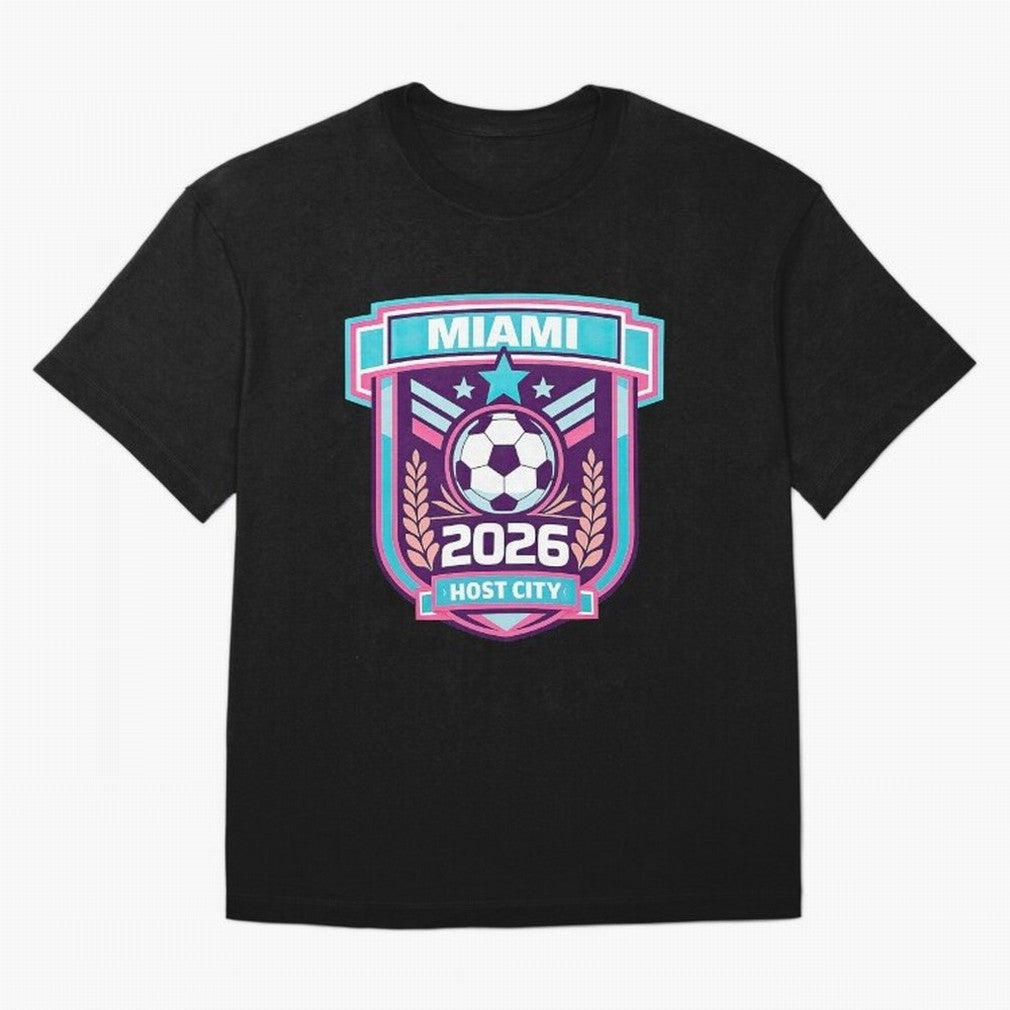 Miami 2026 Host City Emblem Welcoming the World Cup Oversized T-Shirt Stand Out with Spirit from Match Day Hype around FIFA World Cup 2026 Group Stage, Cristiano Ronaldo, Haaland and CR7, Germany, Sports Nostalgia, International Competition, Famous