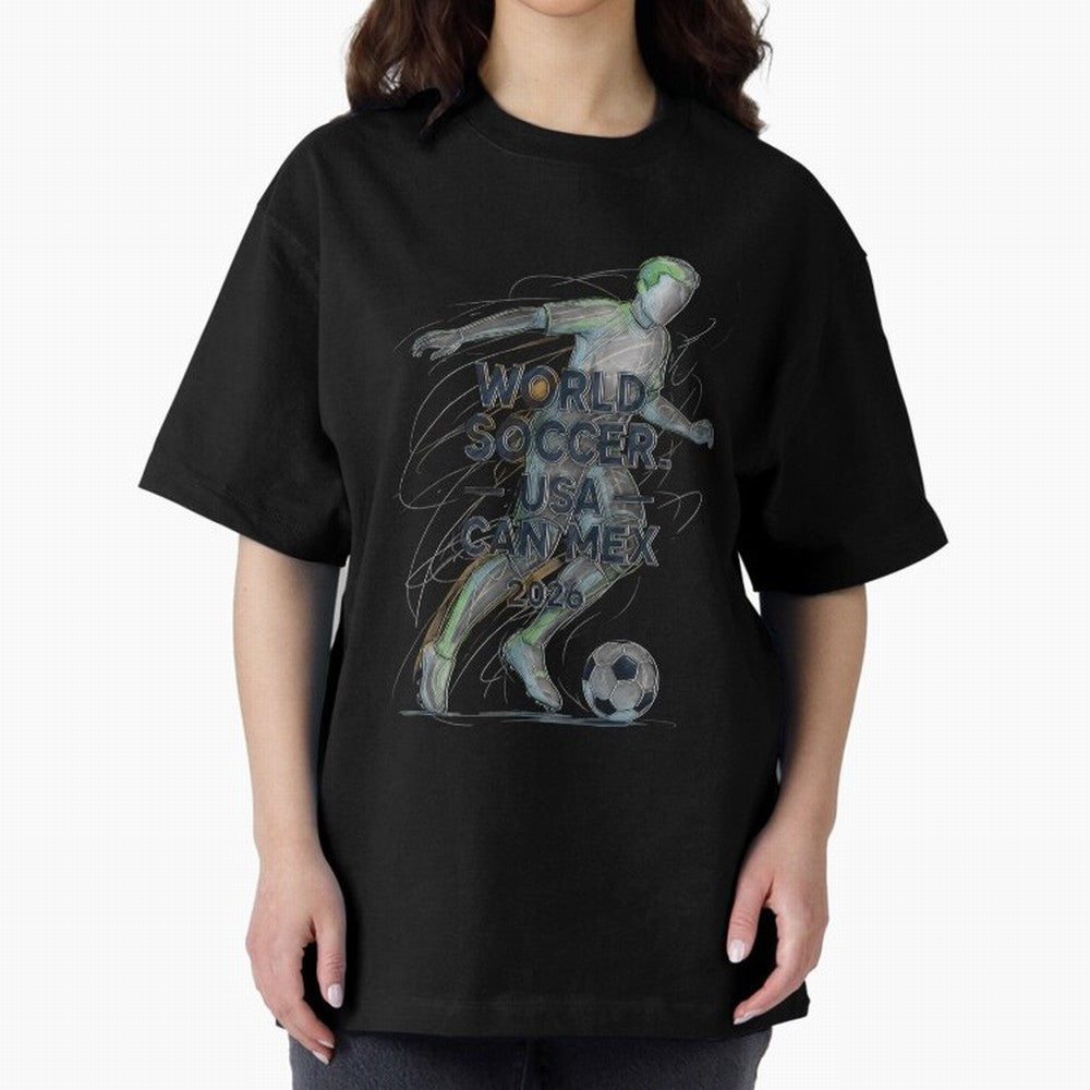Triumphant Kick 2026 Oversized T-Shirt Fuel the Hype around FIFA World Cup 2026 Highlighting Neymar, Haaland and Cristiano Ronaldo, England Energy, Football Festival Excitement, Trophy Ambitions, Country Rivalries and Star Player Buzz; Ideal for