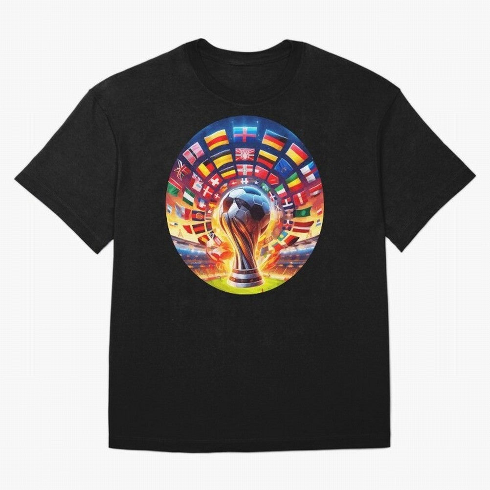 Global Football Fever (The Road to Victory) Oversized T-Shirt Feel the Heartbeat of Match Day Hype around FIFA World Cup 2026, Messi, CR7 and Mbappe, England and Germany, Vintage Soccer Flavor, Modern Football Stars, National Flags and Final Night