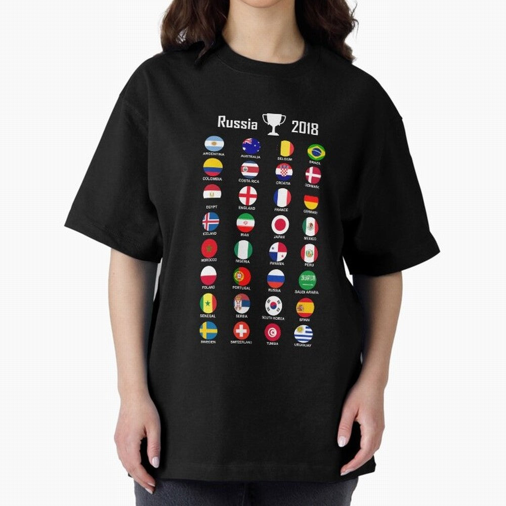 Russia 2018 Football Soccer Championship Oversized T-Shirt Follow Every Goal of the FIFA World Cup 2026 USA Canada Mexico Journey through Messi, Neymar and Mbappe Highlights, Brazil, Portugal and Argentina Pride, Match Day Excitement, Supporter