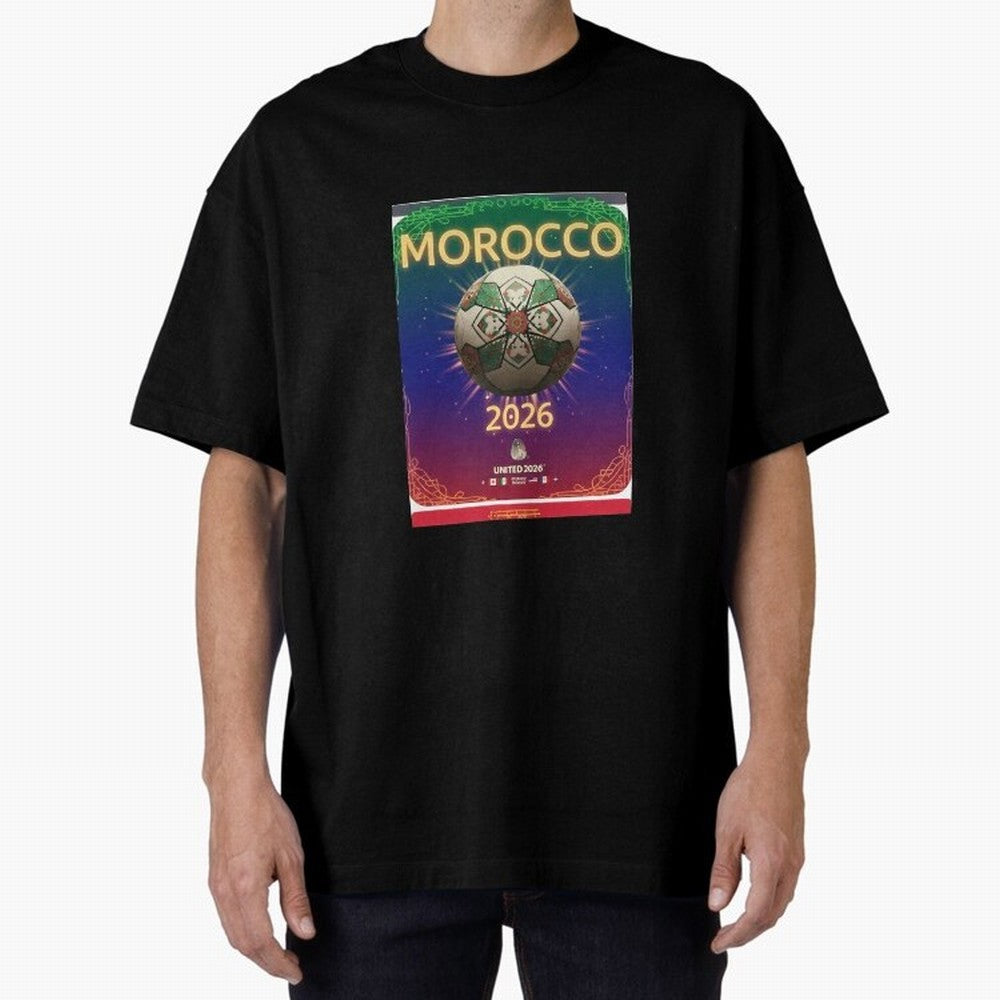 Morocco 2026 World Cup - Traditional Zellige Football Oversized T-Shirt Represent the Passion of Global Football Passion for FIFA World Cup 2026 USA Canada Mexico, Inspired by Messi, Neymar and Mbappe, England and Germany, Championship Spirit,