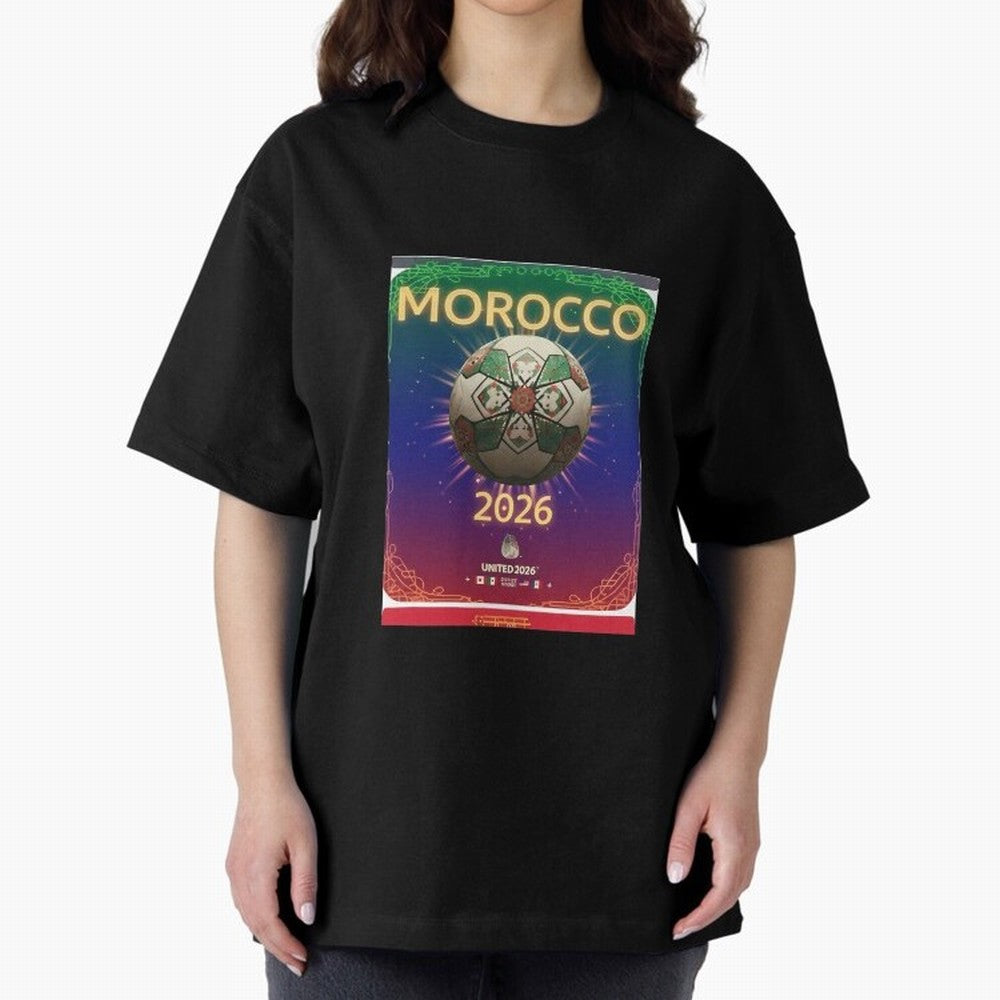 Morocco 2026 World Cup - Traditional Zellige Football Oversized T-Shirt Represent the Passion of Global Football Passion for FIFA World Cup 2026 USA Canada Mexico, Inspired by Messi, Neymar and Mbappe, England and Germany, Championship Spirit,