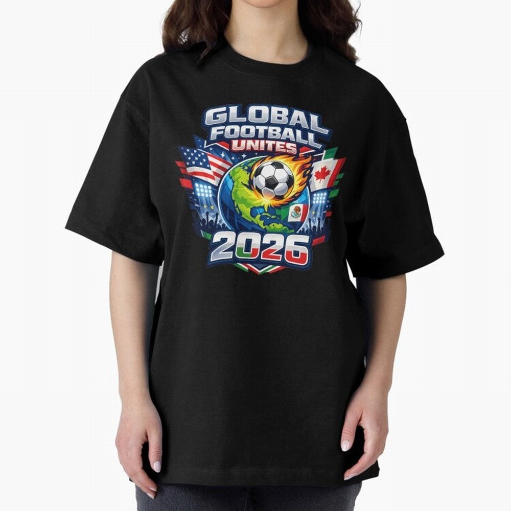 Global Football Unites 2026 USA Canada Mexico Oversized T-Shirt Stand Out with Spirit from Global Football Passion for FIFA World Cup 2026 USA Canada Mexico, Centered on Messi, CR7 and Mbappe, Netherlands, Classic Soccer Heritage, Championship