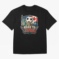 Road to 2026 USA Mexico Canada Soccer Design Oversized T-Shirt Share the Excitement of FIFA World Cup 2026 Group Stage for Fans of Haaland and Mbappe and England and Germany, Bringing Championship Spirit, Famous Goals, Roaring Crowds and