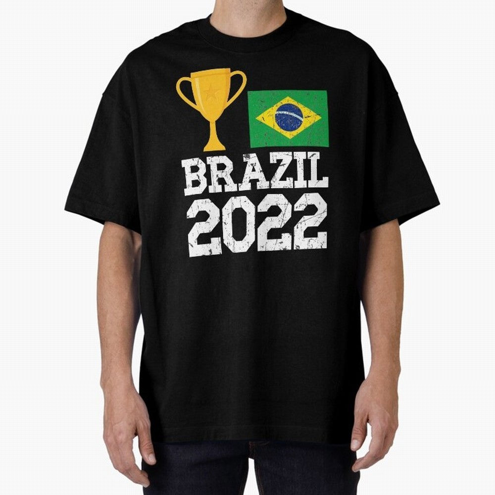 Brazil Soccer Team Fan Football Brazilian Flag 2022 T-Shirt - Brazil T shirt Soccer - Brazil Flag Vintage - Brazilian Oversized T-Shirt Bring a Champion Mindset to FIFA World Cup 2026 Group Stage Spirit, Capturing Spain, Cristiano Ronaldo, Haaland