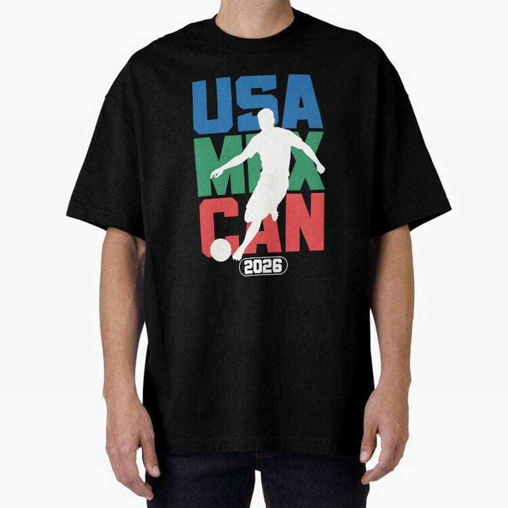 2026 World Cup USA, CAN, MEX Oversized T-Shirt Stand Proud for FIFA World Cup 2026 Group Stage Centered on Messi and Cristiano Ronaldo, England, France and Netherlands Energy, Retro Football Energy, Iconic Rivalries, Trophy Chase Drama and Stadium