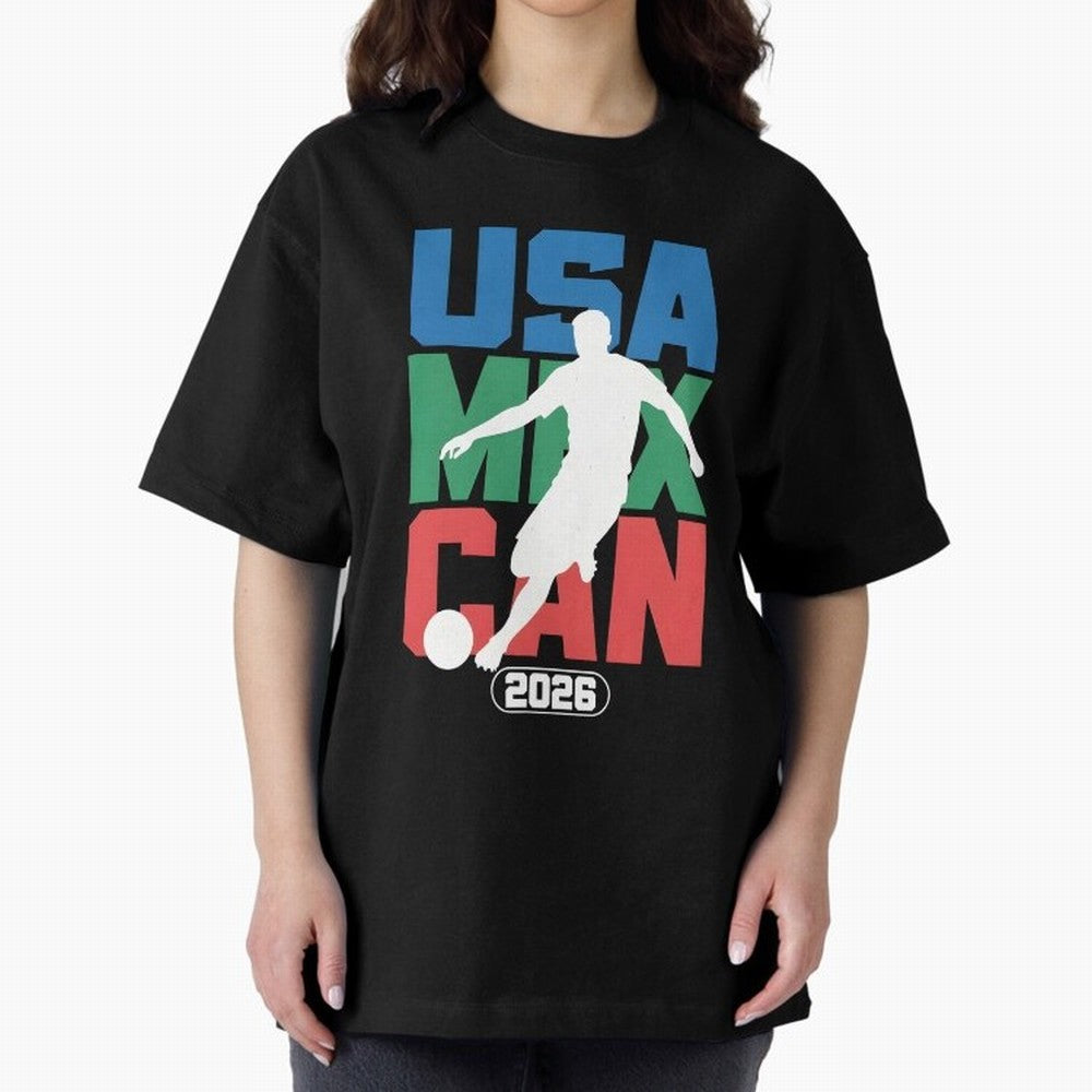 2026 World Cup USA, CAN, MEX Oversized T-Shirt Stand Proud for FIFA World Cup 2026 Group Stage Centered on Messi and Cristiano Ronaldo, England, France and Netherlands Energy, Retro Football Energy, Iconic Rivalries, Trophy Chase Drama and Stadium