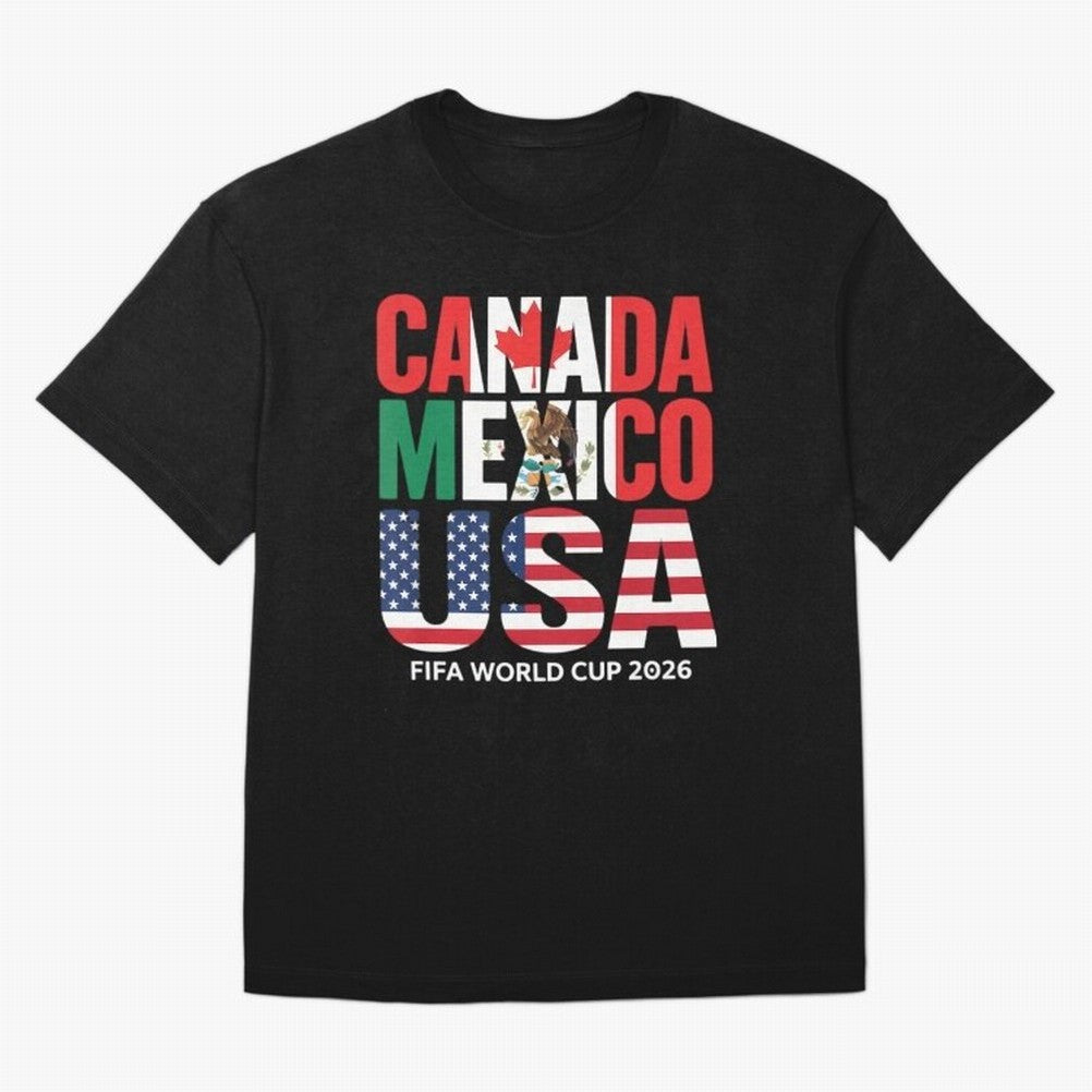 world cup 2026 hosts - canada mexico usa soccer fan Oversized T-Shirt Feel Global Football Passion for FIFA World Cup 2026 Group Stage, Featuring Haaland and Mbappe, Netherlands, Worldwide Fan Energy, Dramatic Goals, Stadium Lights and Championship
