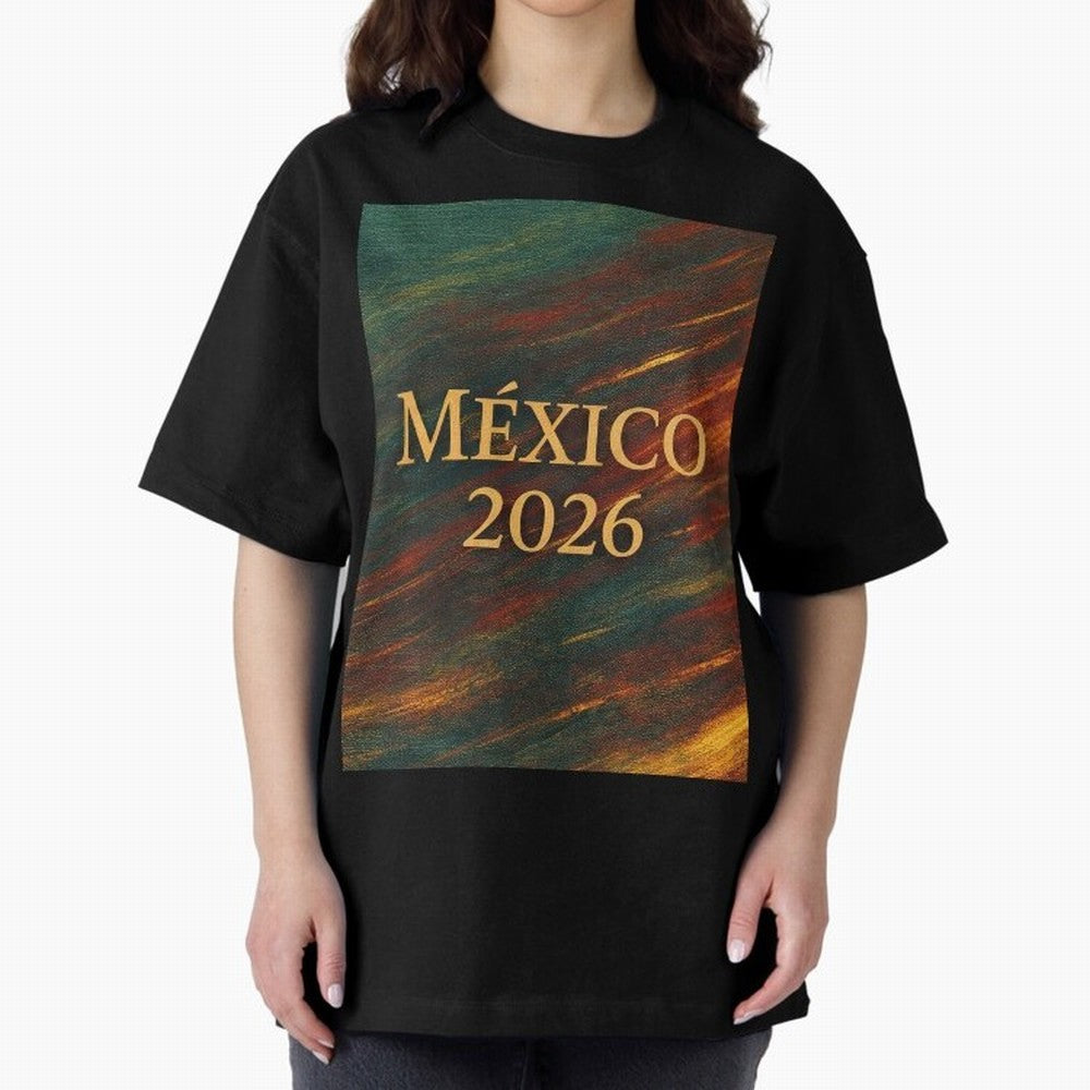 Mexico 2026 Arc of Color - Elegant and Luxury Design for Soccer Fans Oversized T-Shirt Fuel FIFA World Cup 2026 Group Stage Inspired by Haaland and Mbappe, Brazil Energy, Championship Spirit, Famous Goals, Roaring Crowds and International Football