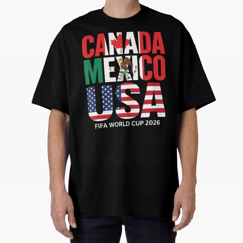 Canada Mexico USA 2026 World Cup Host Nations Oversized T-Shirt Bring Champion Energy into the FIFA World Cup 2026 Journey through Messi, Neymar and Mbappe Highlights, Brazil, Portugal and Argentina Pride, Football Passion, Legendary Performances,