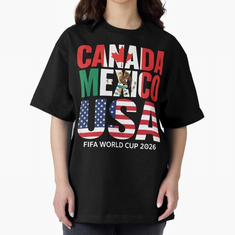 Canada Mexico USA 2026 World Cup Host Nations Oversized T-Shirt Bring Champion Energy into the FIFA World Cup 2026 Journey through Messi, Neymar and Mbappe Highlights, Brazil, Portugal and Argentina Pride, Football Passion, Legendary Performances,