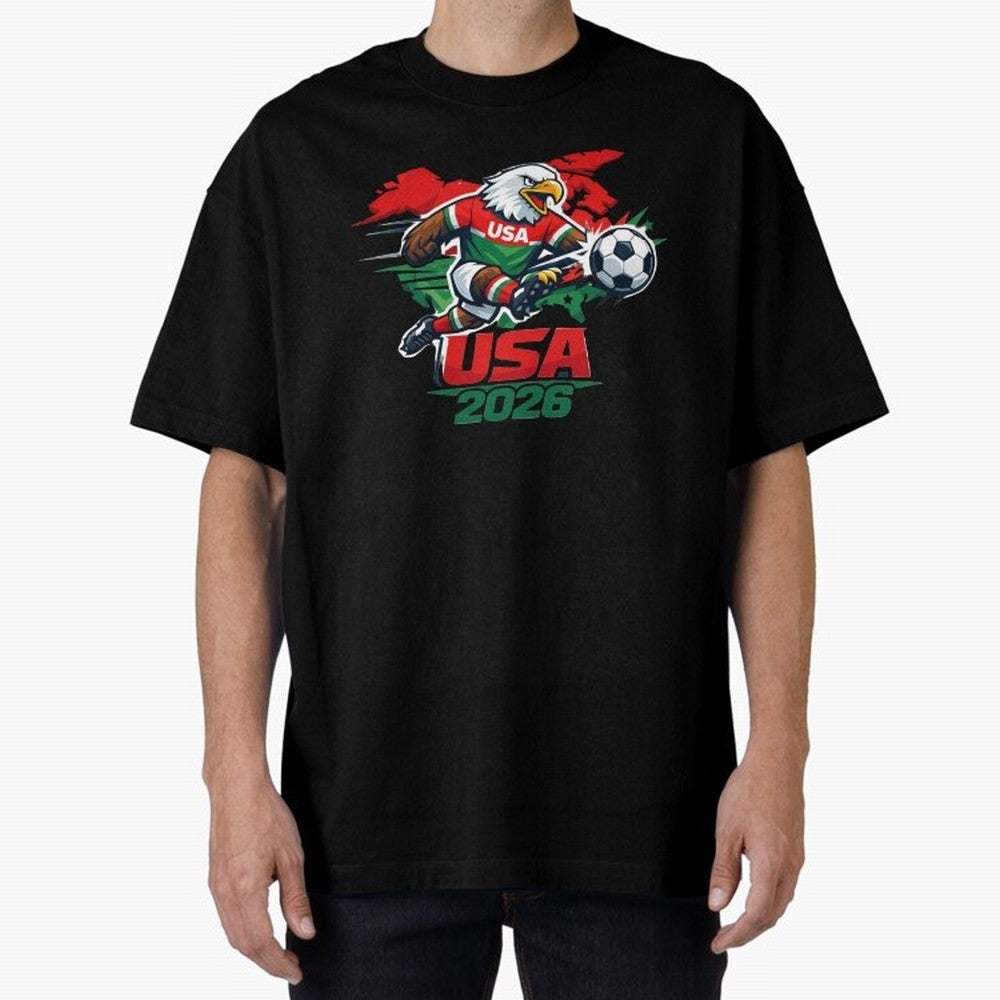 USA Canada Mexico Soccer Cup Oversized T-Shirt Stand with Match Day Hype around FIFA World Cup 2026 USA Canada Mexico, Neymar, Haaland and Cristiano Ronaldo, Netherlands, Supporter Pride, Iconic Celebrations, Legendary Names and Global Match Day