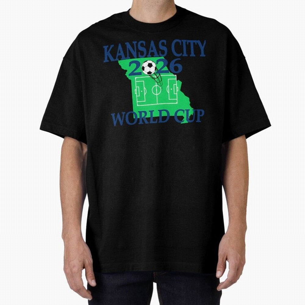 Kansas City 2026 world cup Oversized T-Shirt Step into FIFA World Cup 2026 for Fans of Cristiano Ronaldo and France and Portugal, Bringing Retro Football Energy, Iconic Rivalries, Trophy Chase Drama and Stadium Atmosphere; Great for Supporters Who