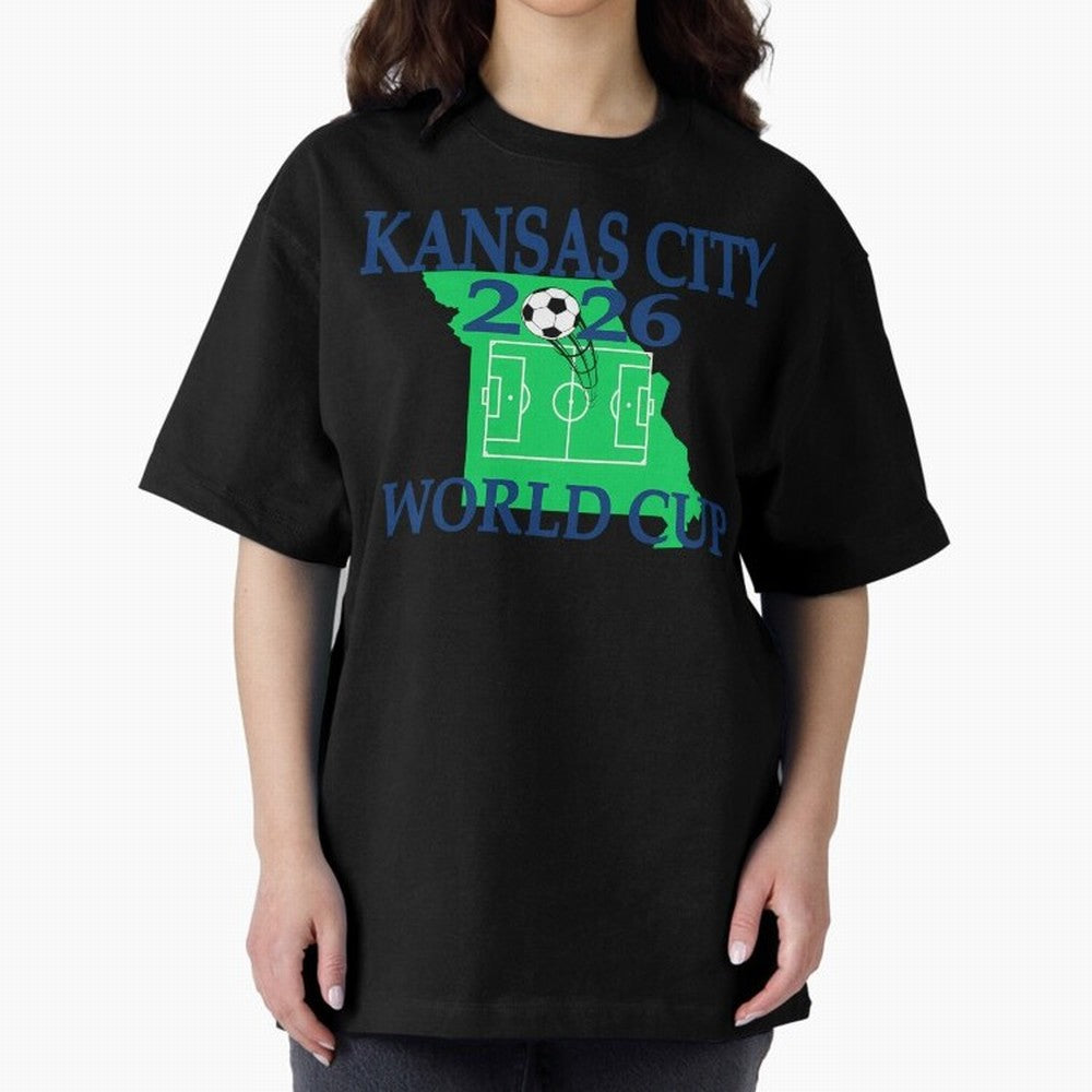 Kansas City 2026 world cup Oversized T-Shirt Step into FIFA World Cup 2026 for Fans of Cristiano Ronaldo and France and Portugal, Bringing Retro Football Energy, Iconic Rivalries, Trophy Chase Drama and Stadium Atmosphere; Great for Supporters Who