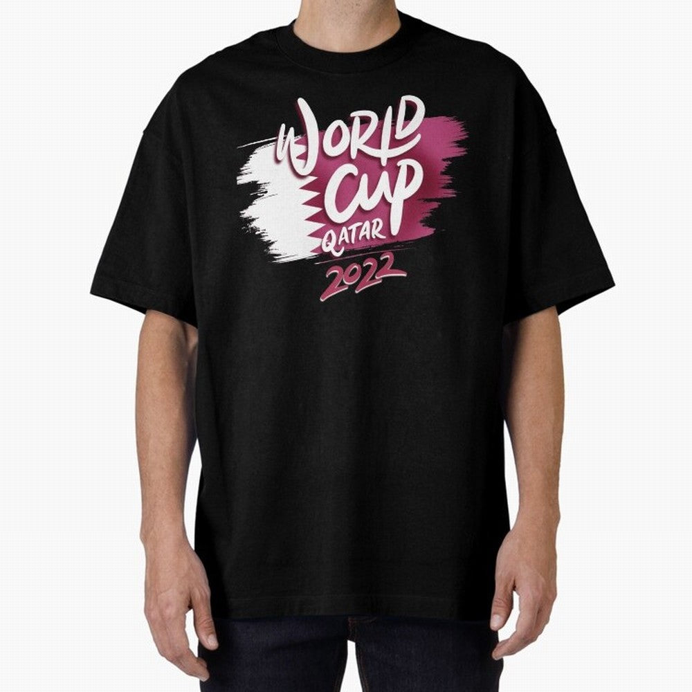 Qatar 2022 Oversized T-Shirt Relive Legendary Nights from FIFA World Cup 2026 USA Canada Mexico for Fans of Messi and France, Bringing Sports Nostalgia, International Competition, Famous Players and Unforgettable Victories; Perfect for People Who