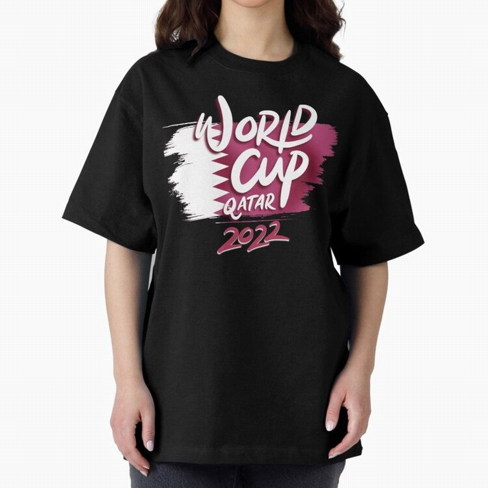 Qatar 2022 Oversized T-Shirt Relive Legendary Nights from FIFA World Cup 2026 USA Canada Mexico for Fans of Messi and France, Bringing Sports Nostalgia, International Competition, Famous Players and Unforgettable Victories; Perfect for People Who