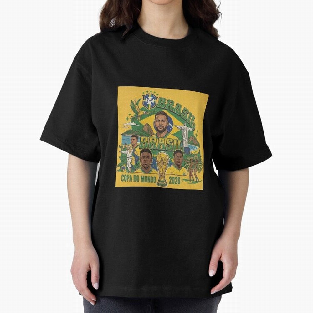 Brazil Football 2026 ¨C Retro World Cup Fan Art Oversized T-Shirt Get Ready for FIFA World Cup 2026 Group Stage Celebrating CR7, Portugal, Spain and Germany Energy, Stadium Memories, Football Loyalty, International Chants and Championship