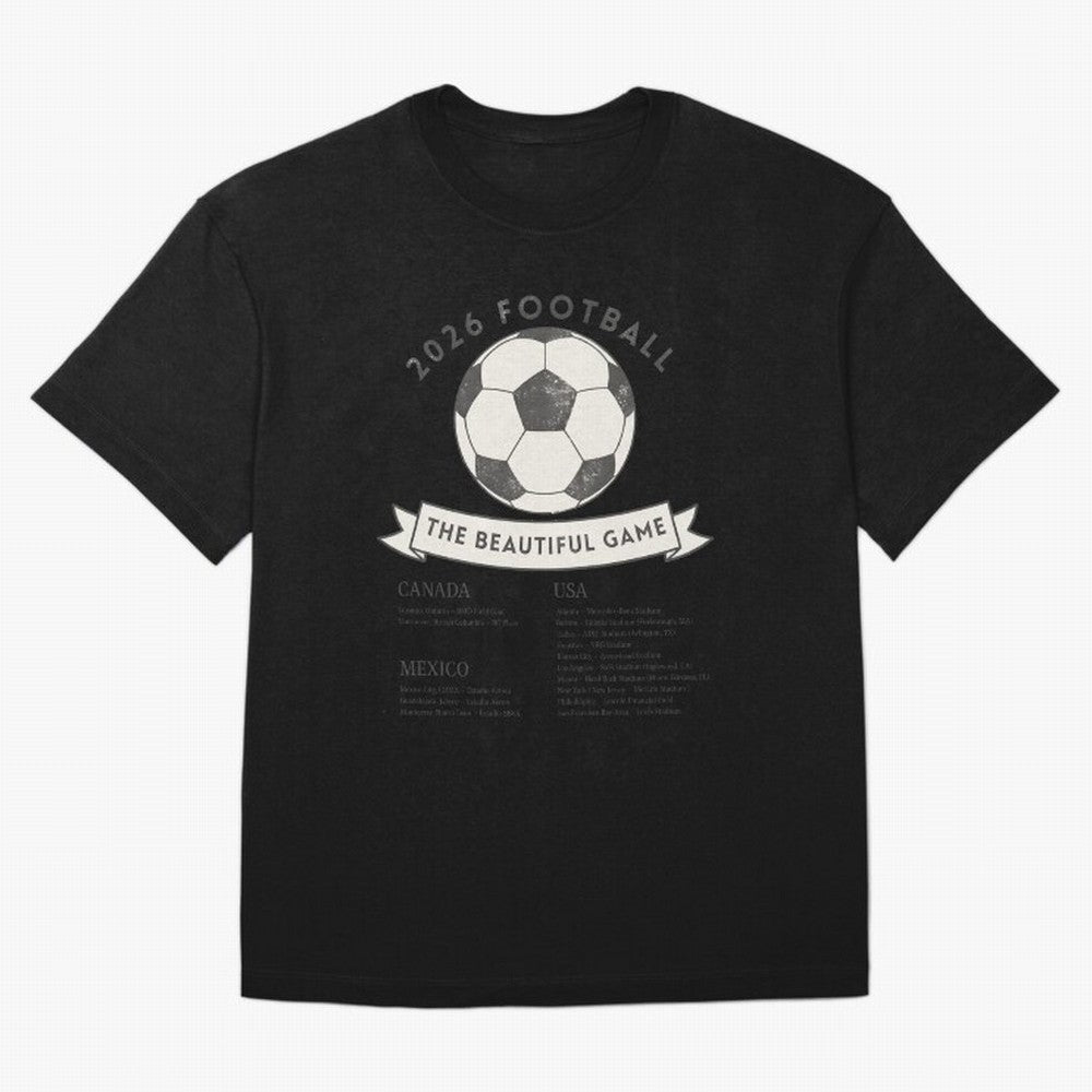 2026 Football Soccer Host Cities Beautiful Game Oversized T-Shirt Remember Iconic Moments from FIFA World Cup 2026 USA Canada Mexico Spirit, Inspired by England, France and Netherlands, Mbappe and Neymar, Stadium Memories, Football Loyalty,