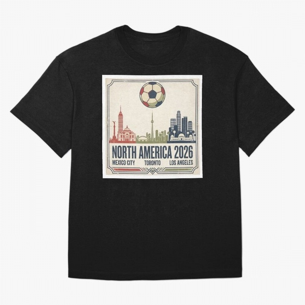 Retro North America 2026 Soccer Vintage Graphic Oversized T-Shirt Bring Trophy Dreams to the FIFA World Cup 2026 USA Canada Mexico Journey through Mbappe Highlights, England Pride, Soccer Culture, Superstar Moments, National Team Dreams and