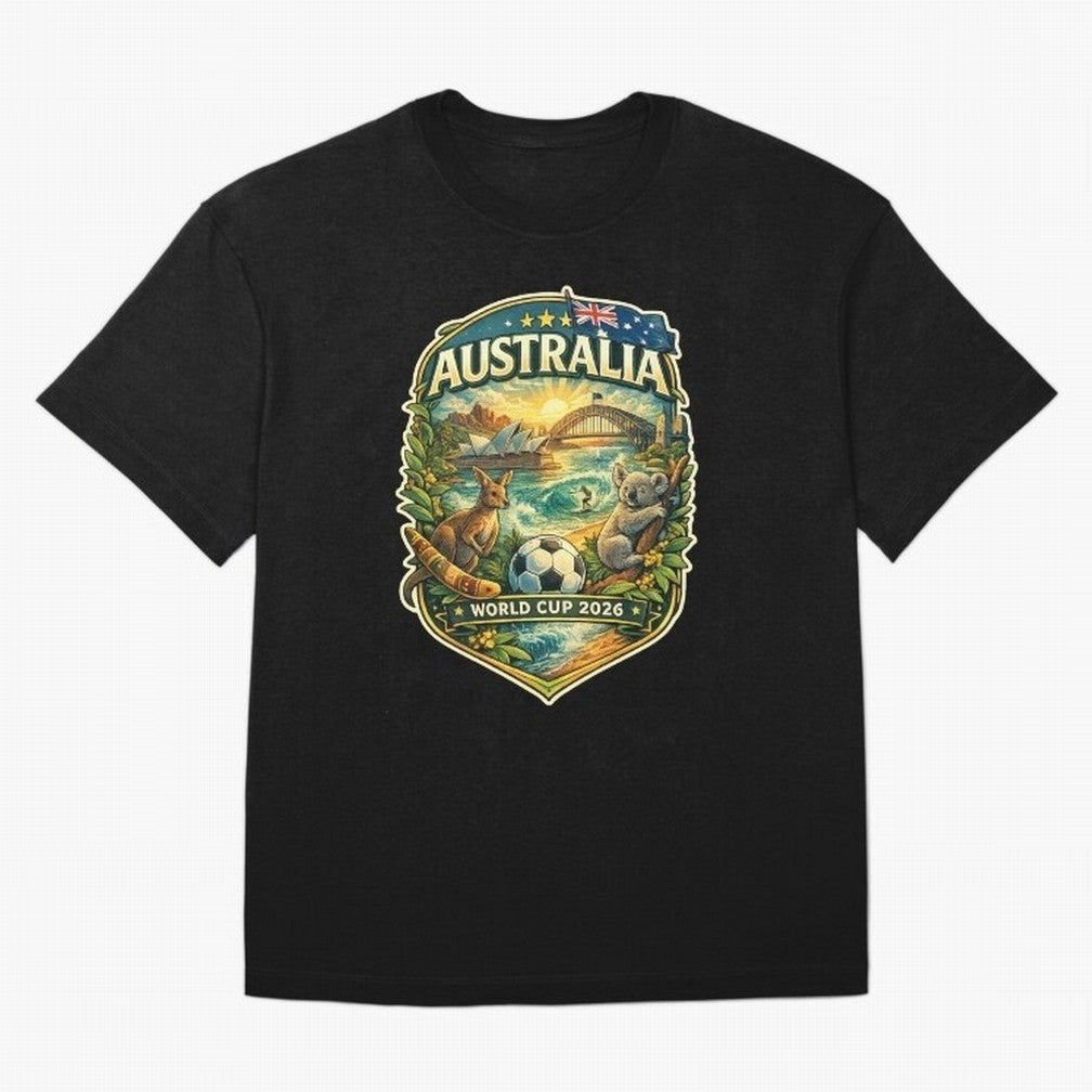Australia FIFA World Cup 2026 Sydney Opera House Outback Kangaroo Coast Oversized T-Shirt Cheer for FIFA World Cup 2026 Spirit, Made for France, Haaland and Mbappe, Worldwide Fan Energy, Dramatic Goals, Stadium Lights and Championship Celebrations;
