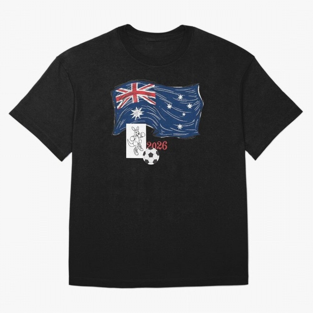 Australia 2026 Soccer Pride - Boxing Kangaroo & Dynamic Waving Flag. Oversized T-Shirt Make Memories around the FIFA World Cup 2026 Group Stage Journey through Messi, Neymar and Mbappe Highlights, Brazil Pride, Fan Favorite Moments, National Team