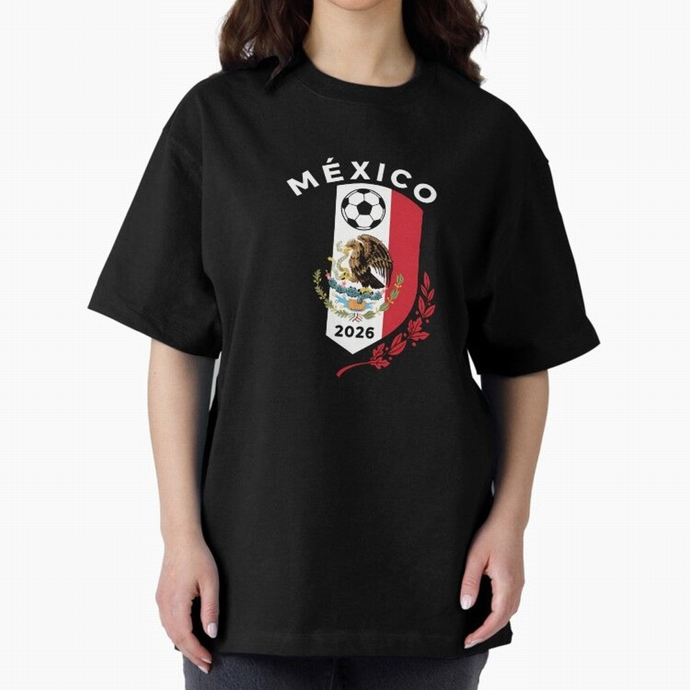 Mexico Emblem World Cup Soccer 2026 Football Crew T-Shirt_83050167 Oversized T-Shirt Join the Countdown to the FIFA World Cup 2026 USA Canada Mexico Journey through Cristiano Ronaldo Highlights, England Pride, Vintage Soccer Flavor, Modern Football
