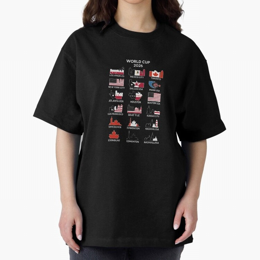 World Cup 2026 Host Cities T-Shirt_84292126 Oversized T-Shirt Celebrate Unforgettable Nights in Match Day Hype around FIFA World Cup 2026 Group Stage, Mbappe, England and Germany, Vintage Soccer Flavor, Modern Football Stars, National Flags and