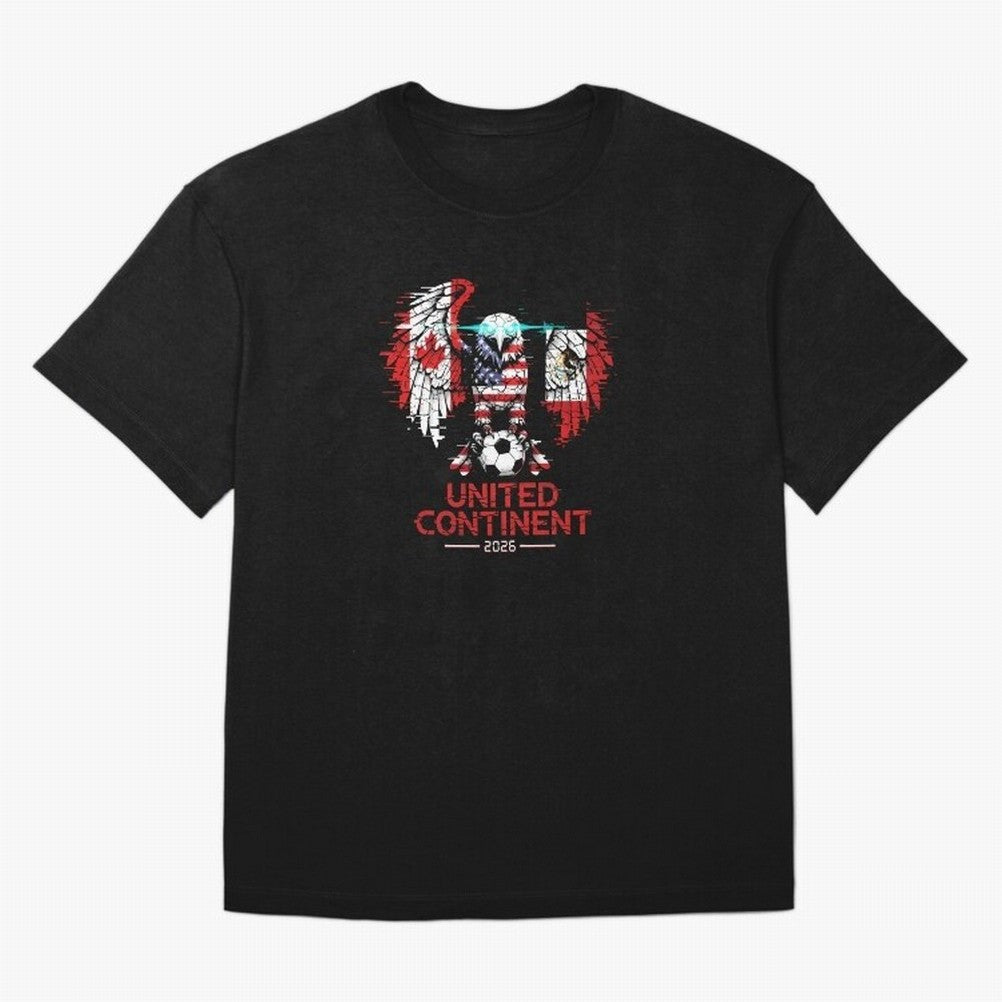 Glitched North America Eagle World Cup Soccer 2026 T-Shirt_83958408 Oversized T-Shirt Support FIFA World Cup 2026 USA Canada Mexico Spirit, Filled with France and Portugal, CR7, Global Supporter Spirit, Legendary Goals, National Colors and
