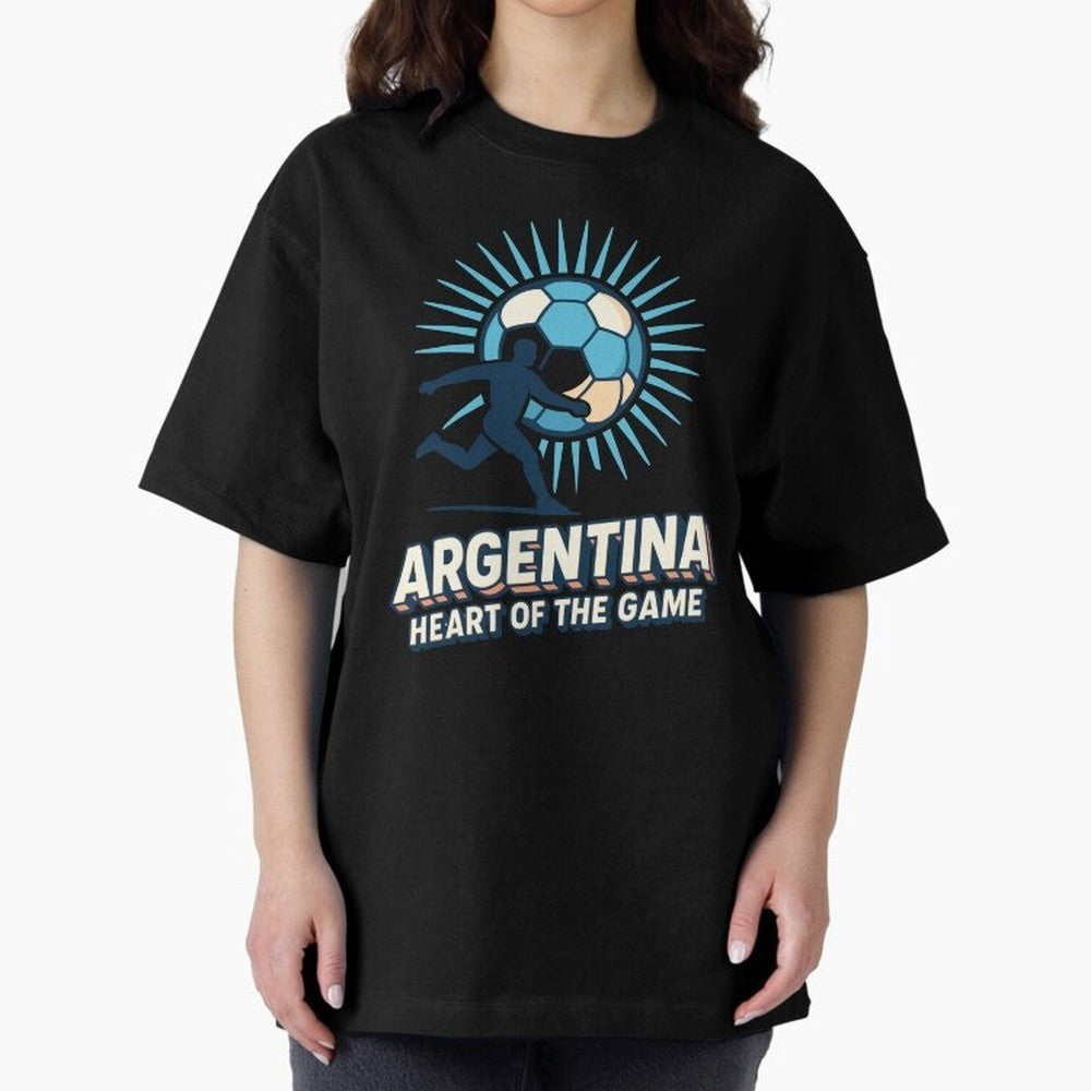 Argentina Heart of the Game ¨C Retro Soccer Fan Design Oversized T-Shirt Bring a Champion Mindset to FIFA World Cup 2026 USA Canada Mexico for Fans of Mbappe and Portugal, Spain and Germany, Bringing Global Supporter Spirit, Legendary Goals,