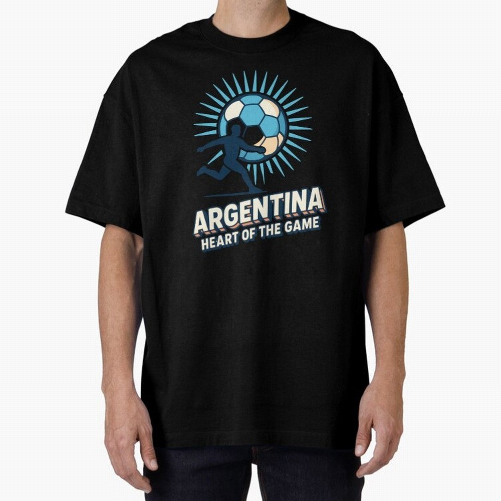 Argentina Heart of the Game ¨C Retro Soccer Fan Design Oversized T-Shirt Bring a Champion Mindset to FIFA World Cup 2026 USA Canada Mexico for Fans of Mbappe and Portugal, Spain and Germany, Bringing Global Supporter Spirit, Legendary Goals,
