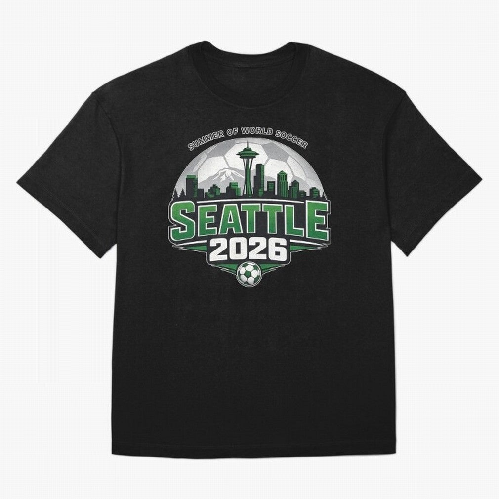 World Soccer Tournament Cup 2026 Seattle Oversized T-Shirt Remember FIFA World Cup 2026 USA Canada Mexico for Fans of Neymar and England and Germany, Bringing Football Passion, Legendary Performances, Festival Vibes and Supporter Community; Ideal