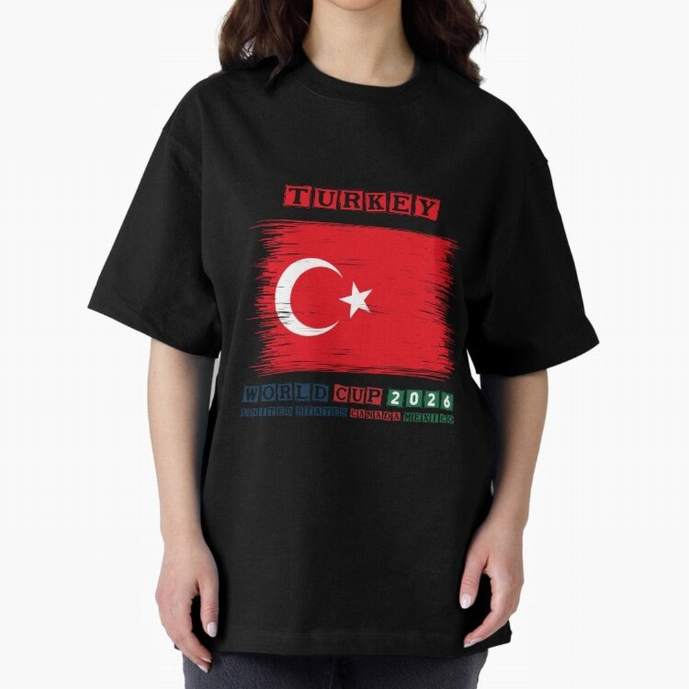 TURKEY WORLD CUP 2026 Oversized T-Shirt Bring World Football Passion into Global Football Passion for FIFA World Cup 2026, Featuring Haaland, France and Portugal, Global Supporter Spirit, Legendary Goals, National Colors and Tournament Celebration;