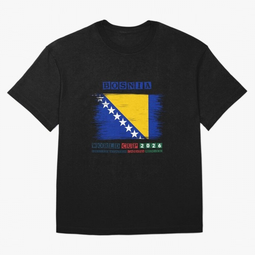 BOSNIA WORLD CUP 2026 Oversized T-Shirt Share the Excitement of Match Day Hype around FIFA World Cup 2026 Group Stage, Cristiano Ronaldo, Argentina and Brazil, Retro Football Energy, Iconic Rivalries, Trophy Chase Drama and Stadium Atmosphere;