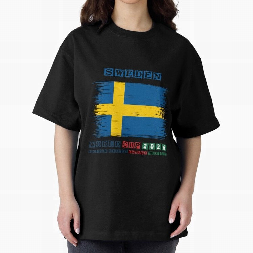 SWEDEN WORLD CUP 2026 Oversized T-Shirt Capture Stadium Memories from the FIFA World Cup 2026 Group Stage Journey through Neymar Highlights, Portugal, Spain and Germany Pride, Soccer Culture, Superstar Moments, National Team Dreams and Competitive