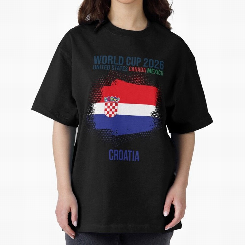 CROATIA WORLD CUP 2026 Oversized T-Shirt Carry Match Day Hype around FIFA World Cup 2026, CR7 and Messi, Germany, Classic Soccer Heritage, Championship Pressure, Fan Loyalty and International Pride; Great for Watch Parties, Sports Bars, Family