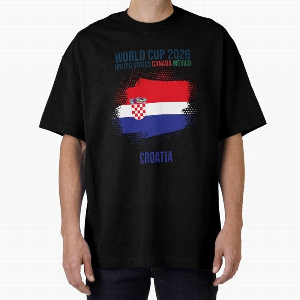 CROATIA WORLD CUP 2026 Oversized T-Shirt Carry Match Day Hype around FIFA World Cup 2026, CR7 and Messi, Germany, Classic Soccer Heritage, Championship Pressure, Fan Loyalty and International Pride; Great for Watch Parties, Sports Bars, Family