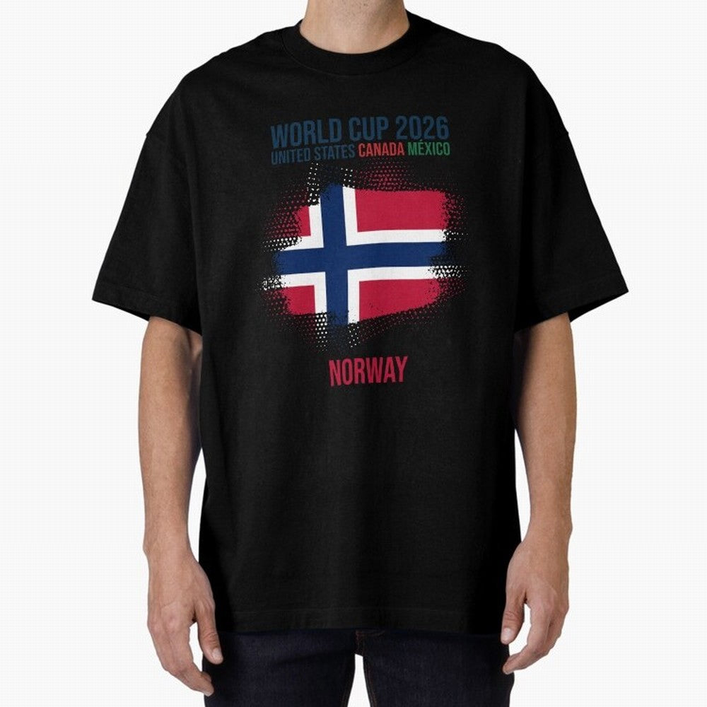 NORWAY WORLD CUP 2026 Oversized T-Shirt Enjoy the Biggest Football Party of FIFA World Cup 2026 USA Canada Mexico Spirit, Driven by Argentina, France and Brazil, CR7 and Messi, Worldwide Fan Energy, Dramatic Goals, Stadium Lights and Championship