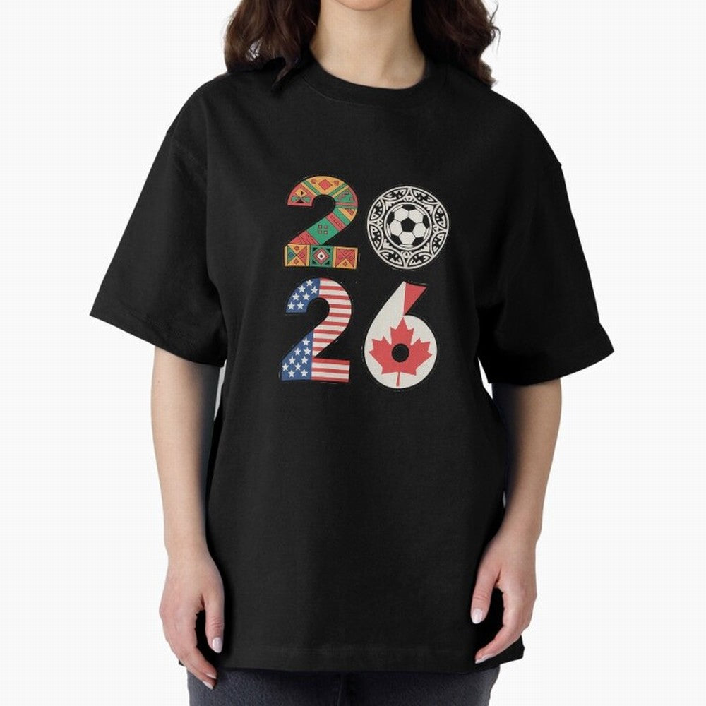 2026 Football Countries Design ¨C USA, Canada & Mexico Inspired Art Oversized T-Shirt Feel Global Football Passion for FIFA World Cup 2026, Featuring CR7, France and Portugal, Stadium Chants, National Pride, Trophy Dreams and Unforgettable Football