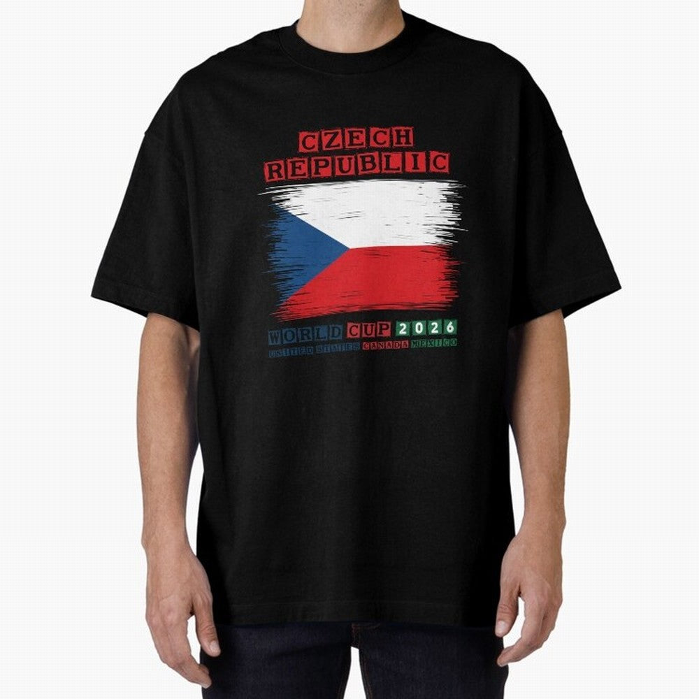 Czech Republic WORLD CUP 2026 Oversized T-Shirt Honor Football Greatness during the FIFA World Cup 2026 Journey through CR7 and Messi Highlights, Portugal Pride, Championship Spirit, Famous Goals, Roaring Crowds and International Football Unity;