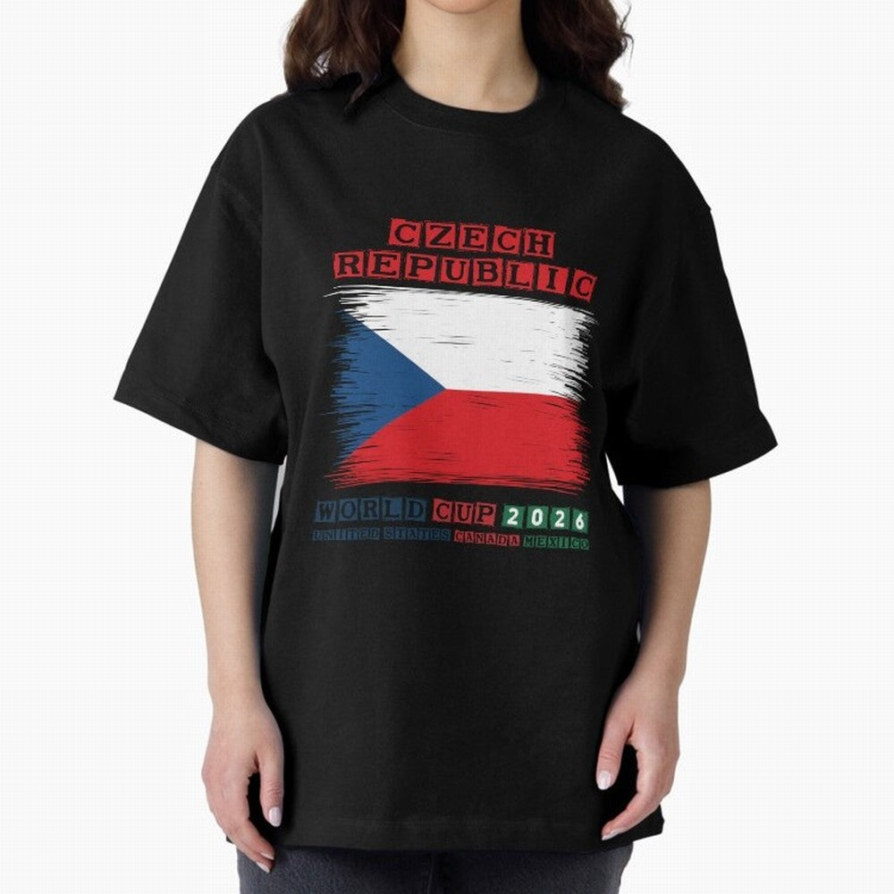 Czech Republic WORLD CUP 2026 Oversized T-Shirt Honor Football Greatness during the FIFA World Cup 2026 Journey through CR7 and Messi Highlights, Portugal Pride, Championship Spirit, Famous Goals, Roaring Crowds and International Football Unity;